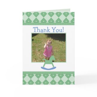 Green Rocking Horse Thank You Card card